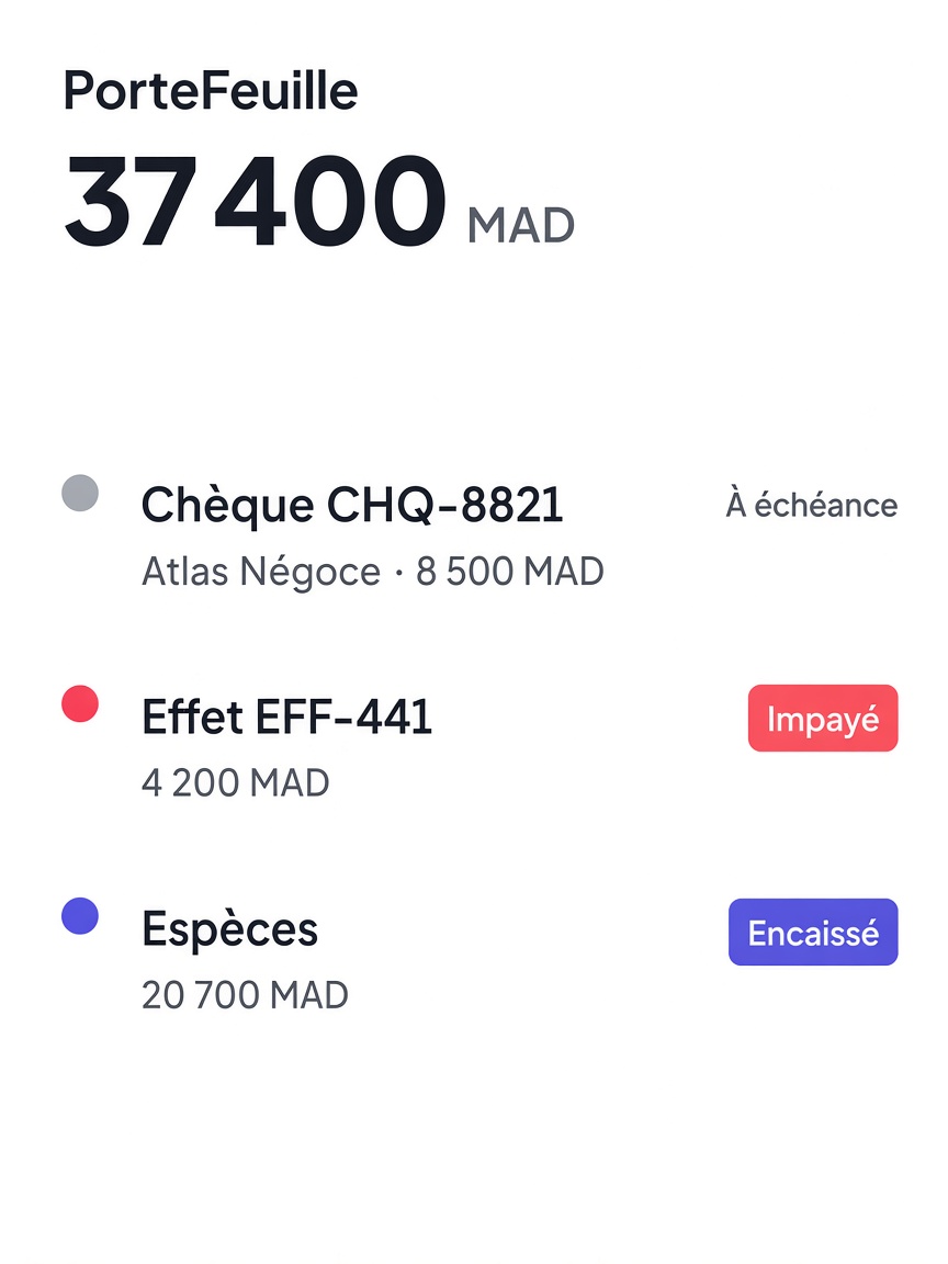 Portefeuille chèques, effets et encaissements